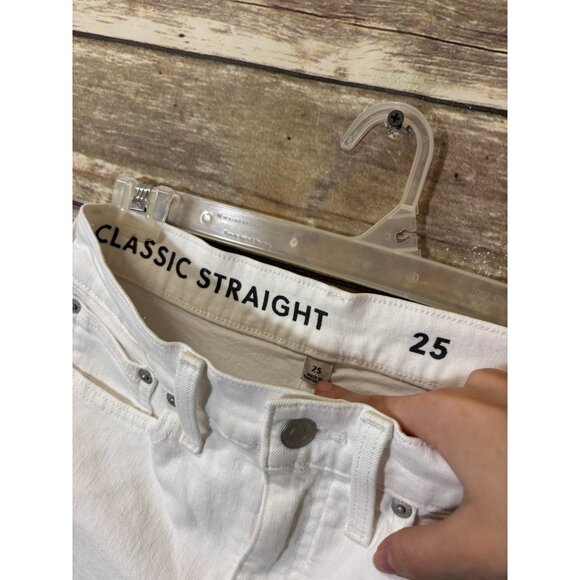 J.Crew Jeans 25 High-rise '90s Classic Straight White Raw Hem BF557‎ - Picture 4 of 5